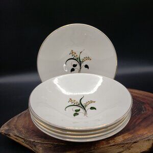 Edwin Knowles Forsythia Berry Bowls Set of 5 Yellow Floral 5.5" Vintage